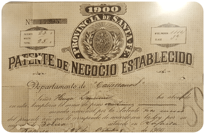 Patente de negocio establecido 1900